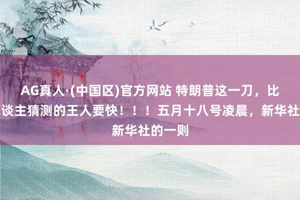 AG真人·(中国区)官方网站 特朗普这一刀,比通盘东谈主猜测的王人要快!!!五月十八号凌晨,新华社的一则