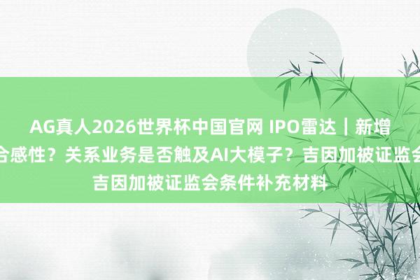 AG真人2026世界杯中国官网 IPO雷达｜新增鼓吹入股价钱合感性？关系业务是否触及AI大模子？吉因加被证监会条件补充材料