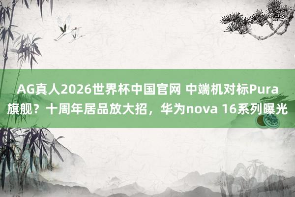 AG真人2026世界杯中国官网 中端机对标Pura旗舰?十周年居品放大招,华为nova 16系列曝光