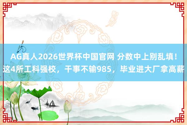 AG真人2026世界杯中国官网 分数中上别乱填！这4所工科强校，干事不输985，毕业进大厂拿高薪