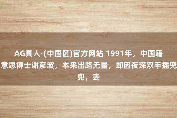 AG真人·(中国区)官方网站 1991年，中国籍留好意思博士谢彦波，本来出路无量，却因夜深双手插兜，去