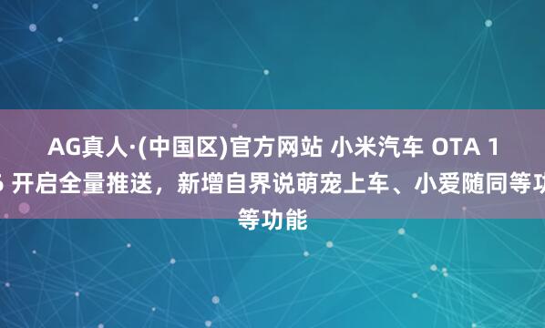 AG真人·(中国区)官方网站 小米汽车 OTA 1.16 开启全量推送，新增自界说萌宠上车、小爱随同等功能