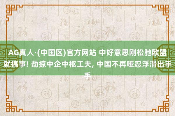 AG真人·(中国区)官方网站 中好意思刚松驰欧盟就搞事! 劫掠中企中枢工夫, 中国不再哑忍浮滑出手