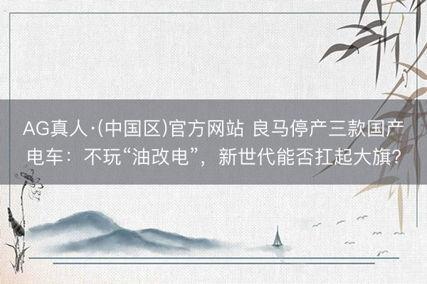 AG真人·(中国区)官方网站 良马停产三款国产电车：不玩“油改电”，新世代能否扛起大旗?